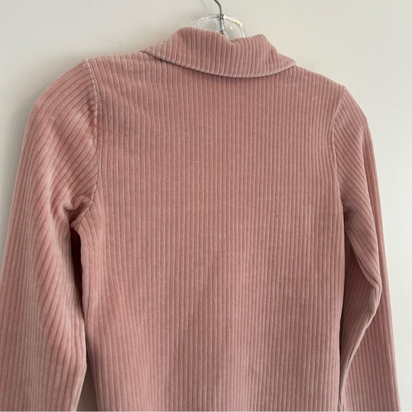 Sunday Best Pink Velour Button Down Top Size Small - Picture 6 of 11
